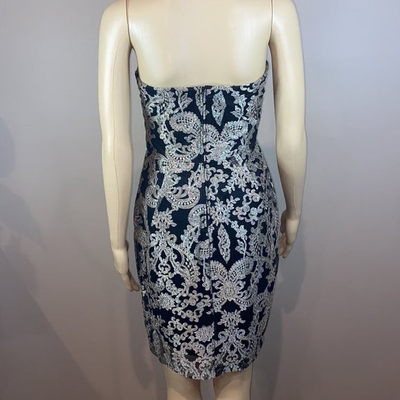 Gilded Baroque Embroidered Black and Gold Party Dress - Picture 4 of 8